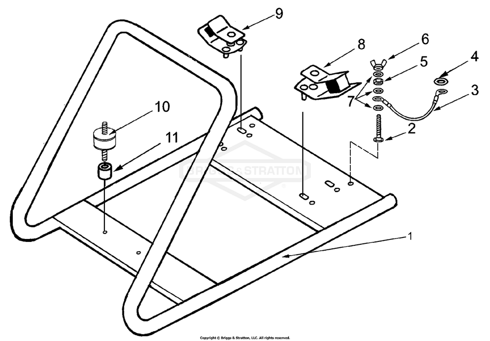 Frame And Fittings Diagram and Parts List for 1820-0  Briggs and Stratton Generator